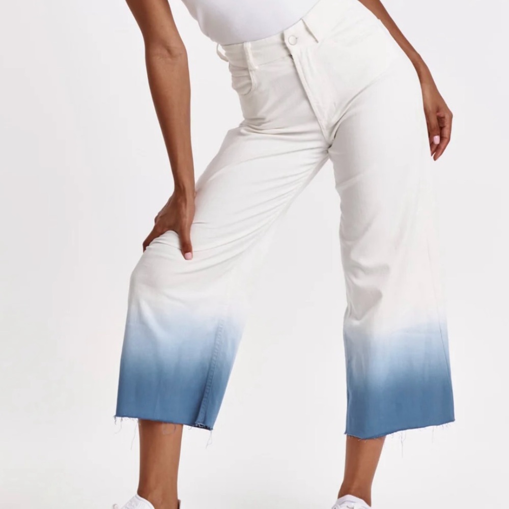 DEAR JOHN
AUDREY SUPER HIGH RISE CROPPED WIDE LEG OMBRE JEANS MISTY SNOW